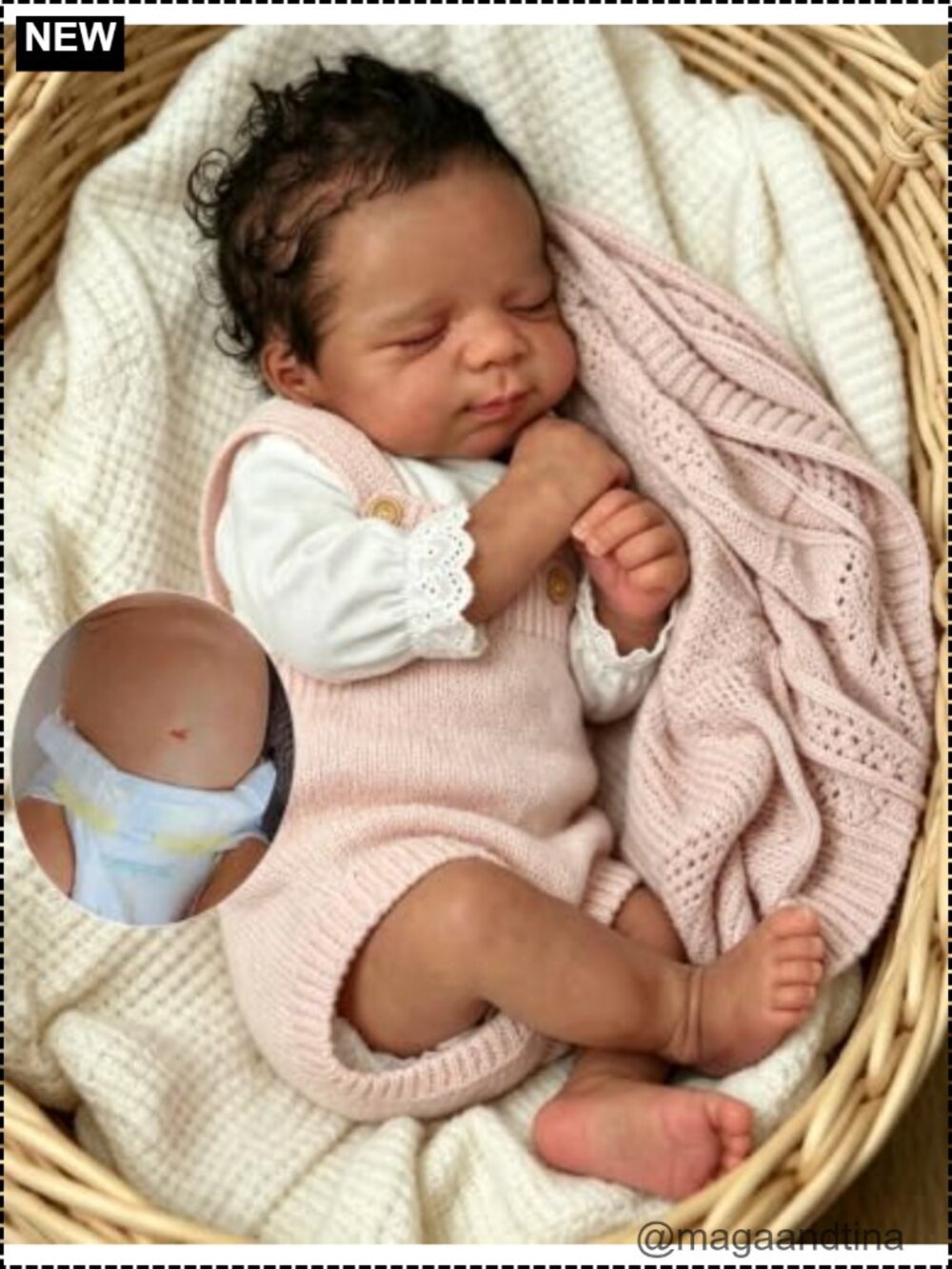 Realistic Black Reborn Baby Doll 18in Full Body Silicone